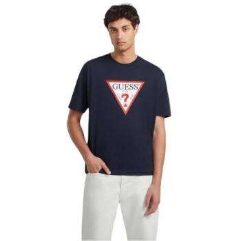 T-Shirt Manica Corta Guess con Logo Iconico Blu Scuro