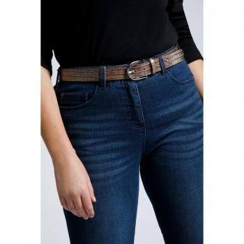 Cintura Marrone in Vera Pelle con Fibba Sostituibile, Effetto Pelle di Coccodrillo, Lunghezza Massima 155 cm, Donna, Taglia 95