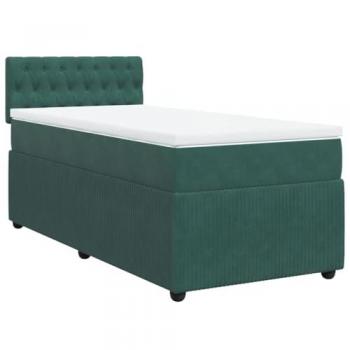 Vidaxl cama box spring con colchón terciopelo verde oscuro 90x200 cm