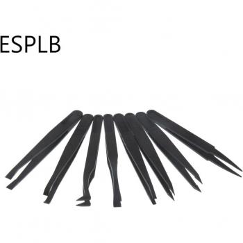 ESPLB Pakket van 8 Antistatische Plastiek Pinsetten ESD, Buigbaar en Recht voor Elektronische PCB Reparaties