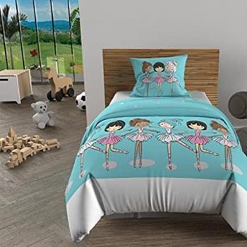 Danseuses Housse Couette 140x200 cm – Bleu, Coton 100 %, 57 fils/cm²