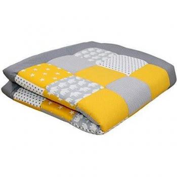 ULLENBOOM ® Baby Krabbeldecke 140x140 cm Elefant Gelb ÖkoTex