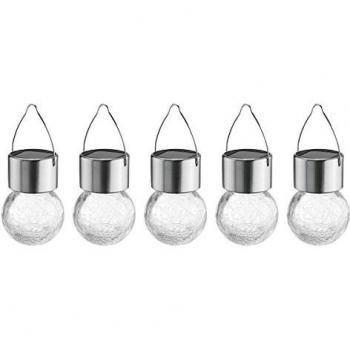 HI Luci Sospese Solari A Led 5 Pz In Vetro Crackle