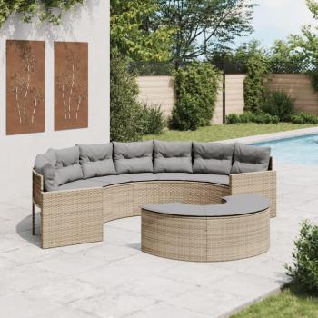 Divano Semicircolare Polyrattan Beige