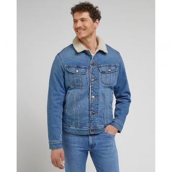 Lee Men's Sherpa-Lined Denim Jacket in Blue