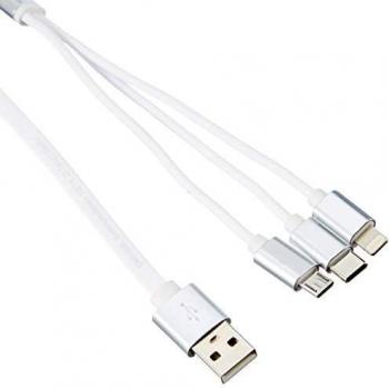 Delock 3-in-1 USB Aufrollladekabel für Lightning, Micro-USB und USB-C