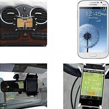 Soporte de aire y espejo retrovisor para Samsung Galaxy Grand Duos, negro