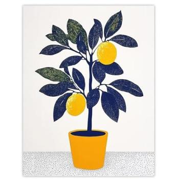 Lemon Tree Radiance: Yellow & Blue Home Decor