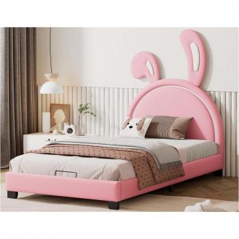 Lit Enfant Rose avec Oreilles de Lapin 90x200 cm