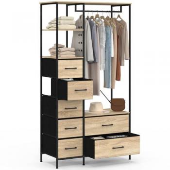 Colonne de rangement UTAH 90 cm avec 7 bacs en tissu