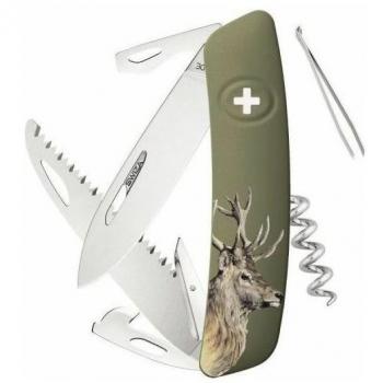 Hirschmotiv Swiza D05 – Schweizer Taschenmesser mit Sicherheitsgriffe und 7,5 cm Schwertklinge