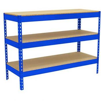 Mesa de Trabajo SIMONWORK BASIC 3 Azul/Madera, Carga Máxima 400 kg, Dimensiones 900x1200x600 mm, Alturas Ajustables