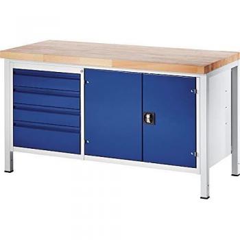 Établi RAU sur piétement, 4 tiroirs et armoire