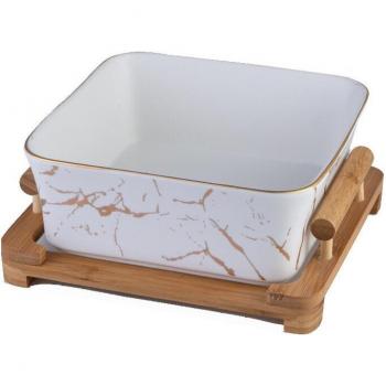 Square Ceramic Fruit Salad Bowl in Marble Pattern