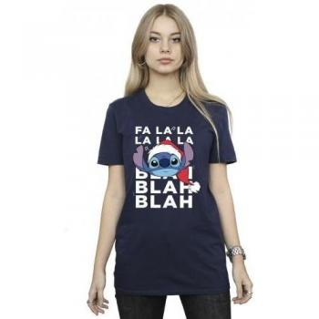 Top Lilo e Stitch de Navidad en Algodón – Estilo Boyfriend – Azul Marino