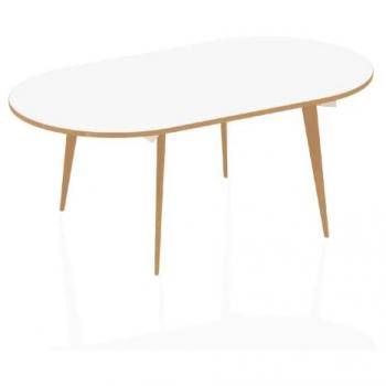 Oslo 2400mm Oval Meeting Table White Top Wood Edge