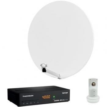 HDSAT Kit Parabole 85cm Fibre Blanche + LNB + Décodeur TNTSAT
