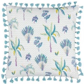Funda de almohada Chamae con borlas y estampado floral 50cm púrpura