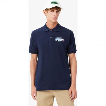 Lacoste Polo Hombrero Original con Detalle de Insignia en Manga Corta