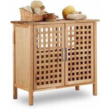 Mueble Bajo Lavabo de Relaxdays, Madera Nogal, 61x66x29 cm, Armario, Resistente a Intemperie, Marrón Natural