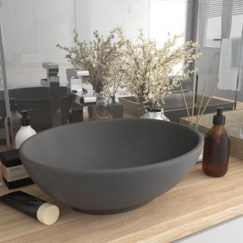 Lavandino Lusso Ovale in Ceramica Grigio Scuro 40x33 cm