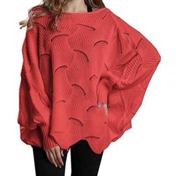 ZIYYOOHY Damen Pullover Oversize V Ausschnitt Lose Pulli Strickpullover Outwear (S, Schwarz)