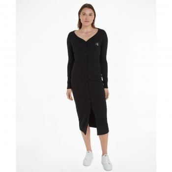Calvin Klein Jeans Damen Maxikleid Schwarz Slim Fit M