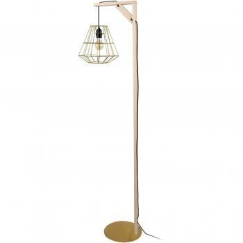 Olympia Lampadaire à arc en bois doré, abattant pyramidal métallisé