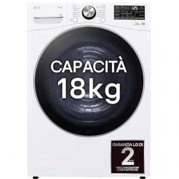 LG RH18U8AVCW Asciugatrice 18kg Pompa di calore DUAL Inverter Classe A+++, Motore Direct Drive, AI Dry, Wi‑Fi, Bianca