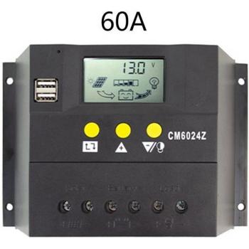 Régulateur de Charge Solaire 60A 12V 24V avec Écran LCD