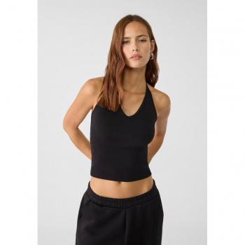 Stradivarius Black XS Tied Halter Top