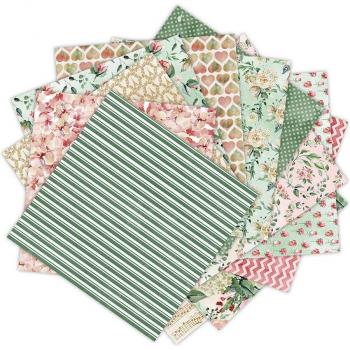 12Pcs Green Space Retro Paper for Scrapbooking