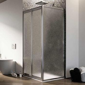 Mampara angular de ducha IDRALITE 2 hojas abatibles vidrio impreso 70x80 cm