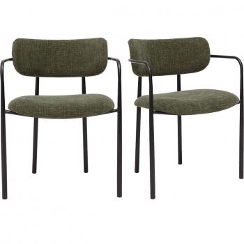 Sedie in Velluto Verde Kaki + Metallo Nero (2) Swift