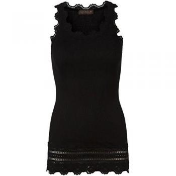 Rosemunde Black Lace Fringe V-Neck Top – M Size