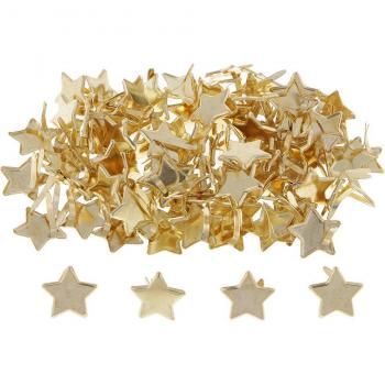 100 Gold Star Head Paper Fasteners for Cardmaking 14mm