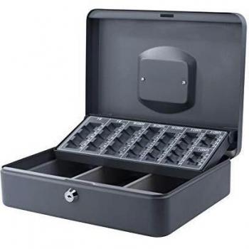 Cofre de moedas com bandeja Q-Connect 300x90x240 mm preto