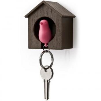 Sifflet Pendentif Mésange – Marron & Rose