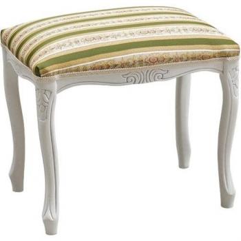 Pouf In Tessuto Verde con Piedini di Legno Shabby Bianco 43x33x43