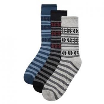 Pack de 3 calcetines térmicos antideslizantes para hombre con patrón de rayas de Ysabel Mora