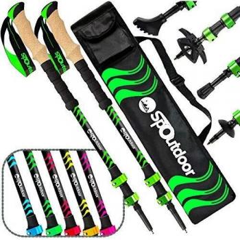 SpOutdoor® Randonnée Marche Télescopique Léger et résistant Ajustement Simple par Clips Baton Rétractable Poignée en Liège