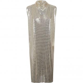 Sportmax Gray XS Metal Mesh Sleeveless Dress