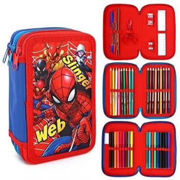 Spiderman Astuccio Marvel Uomo Portacolori 3 Zip