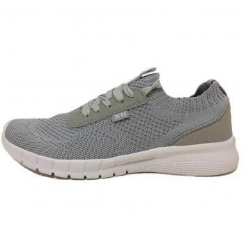 Zapatilla Sin Costuras Chica Rejilla Gris Suela Blanca Confort