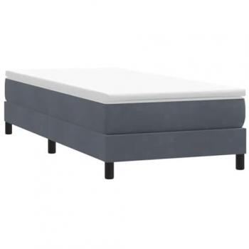 Dunkelgraues Boxspringbett 90 × 220 cm – Matratzenfrei, Samt‑Bezug