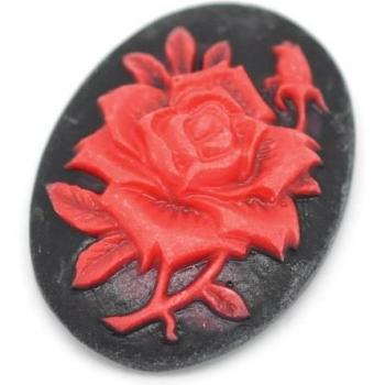 Cuentas de Resina con Flor Roja – 20 unidades para Decorar