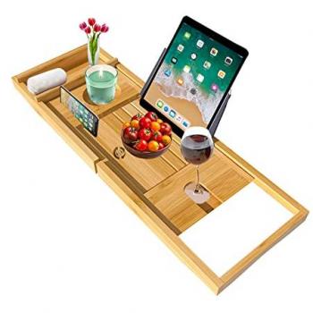 Bamboo Bathtub Caddy with Expandable Sides
