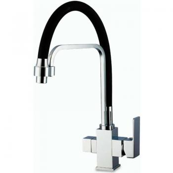 Poseidon Quadrant‑Wasserhahn – 3‑Wege, abnehmbare Verbindung, verchromt, 360° drehbar