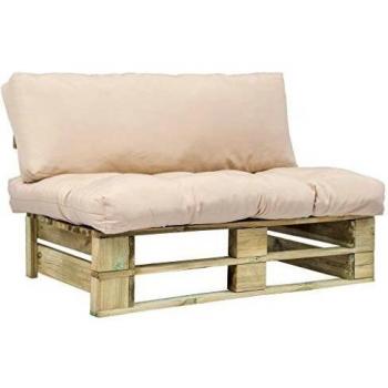 VidaXL Divano pallet da giardino con cuscini color sabbia in legno di pino