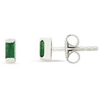 Petite Emerald Baguette Studs
